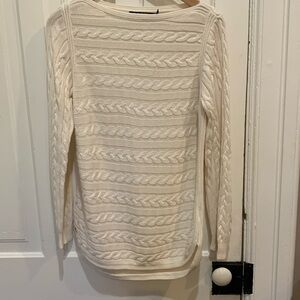 Boat neck cable knit sweater